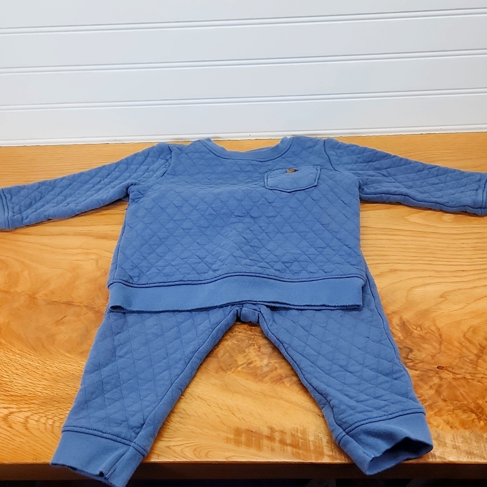 Old Navy Blue Quilted Crew Neck Sweat Suit Size 12-18 Months